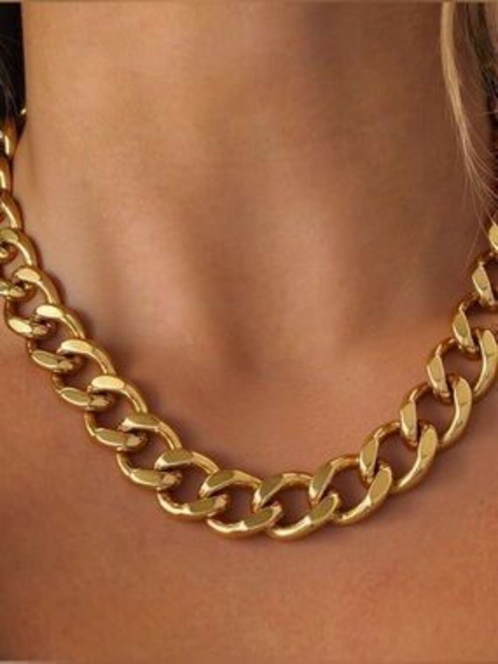 NEW 14K Gold Plated Thick Trendy Cuban Chain Necklace 18 Inches